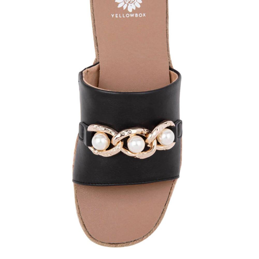 NEW YELLOWBOX women's adelfia sporty wedge sandal in black and pearl - Picture 4 of 4